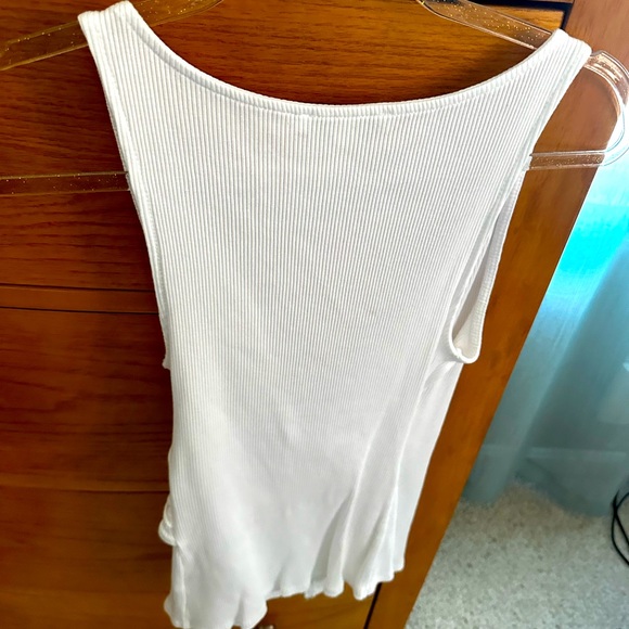 EXPRESS One Eleven line tie-front white ribbed-knit women’s top size S worn once - Picture 4 of 8